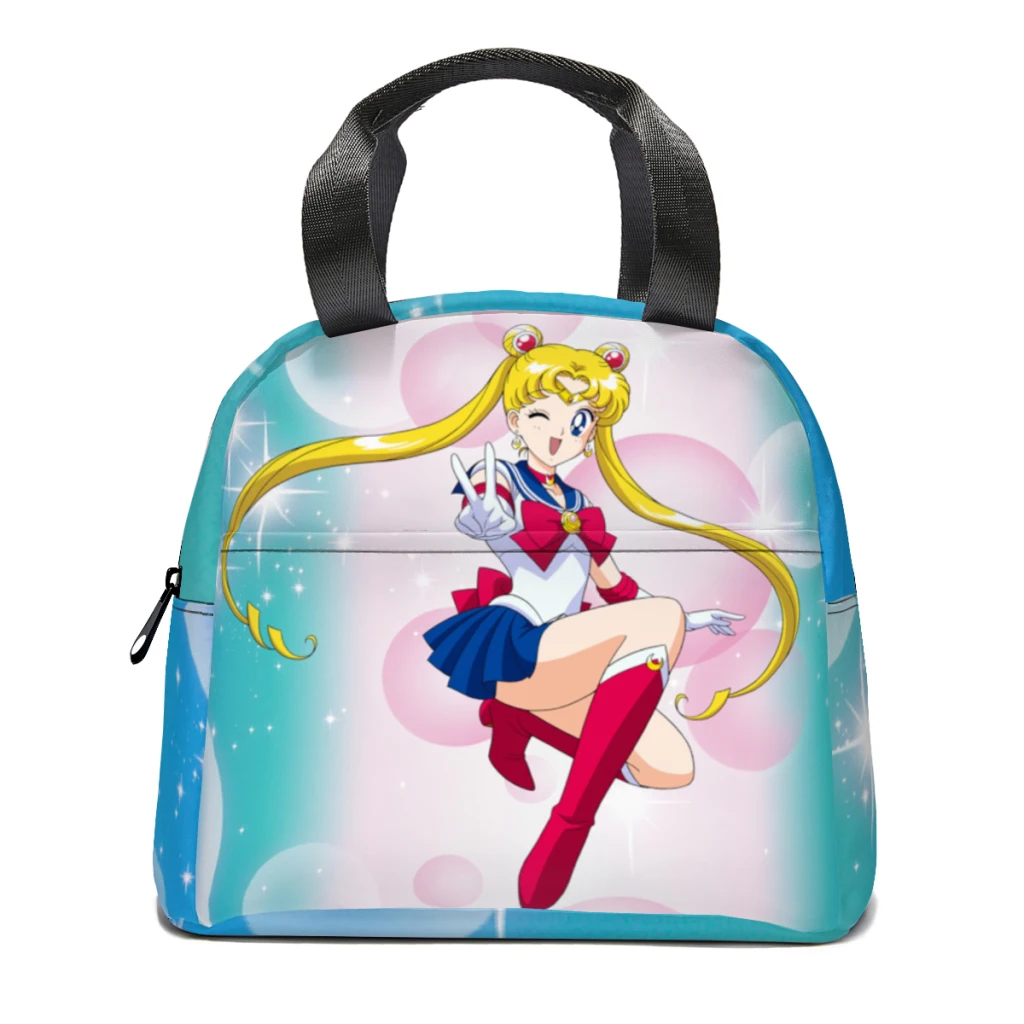 Girls-Sailor- Moon Lunch Box Women Multifunction Cooler Thermal Food Insulated Lunch Bag Kids Portable Picnic Tote Bags