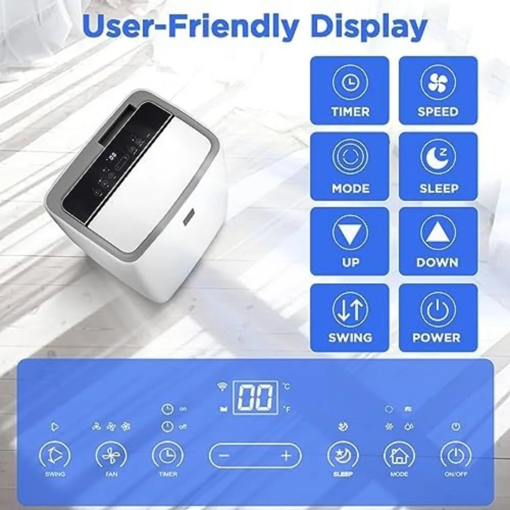 Conditazione aerea portatile, WiFi 4 in 1, Risparmio energetico, Raffreddamento rapido, Raffreddamento, Deumidificatore, Ventola, Modello di sonno, Aria condizionata