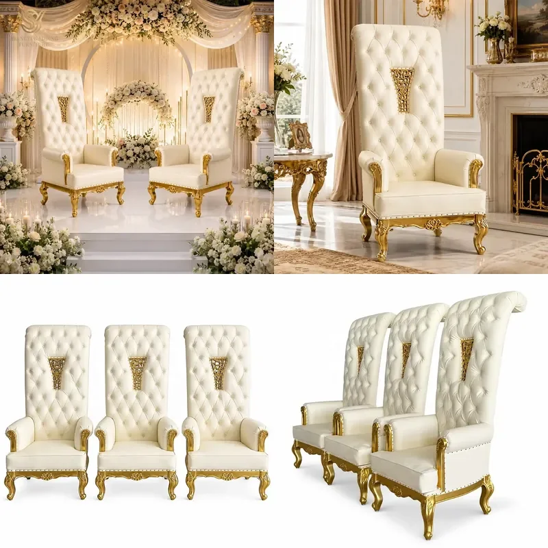 Luxury Modern High Back King Seat Chaise Lounge for Wedding Banquet Hotel Event Bride Groom Sofa Chair
