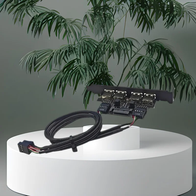 NEW 9Pin to USB2.0 Bracket 4 Port USB 2.0 Rear Panel Expansion Bracket to IDC 9 Pin Motherboard with 30cm USB Cable Host Adapter