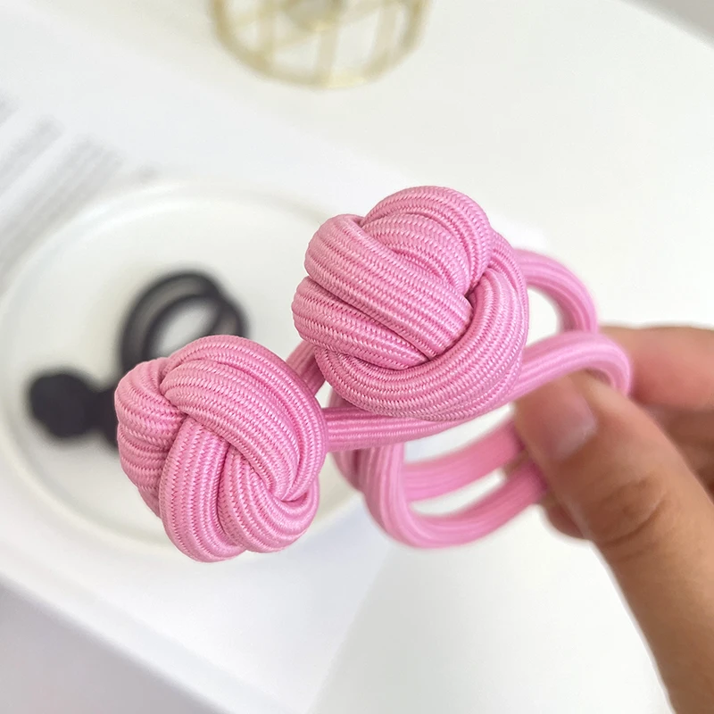 New Design Chinese Knot Head Rope High Horsetail Solid Color Rubber Bands Tie Fashion Versatile Durable Women Hair Accessories