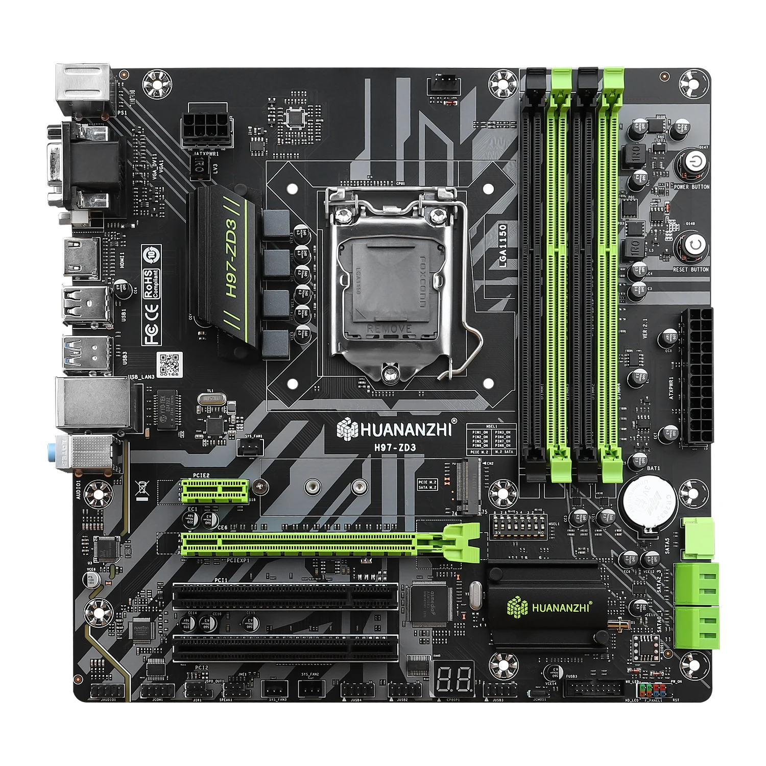 HUANANZHI H97-ZD3 Motherboard Set LGA1150 with Intel Core i5 i7 4th 5th Gen CPU 4*DDR3 Max 32GB Memory M.2 NVMe DIY Kit Chioce