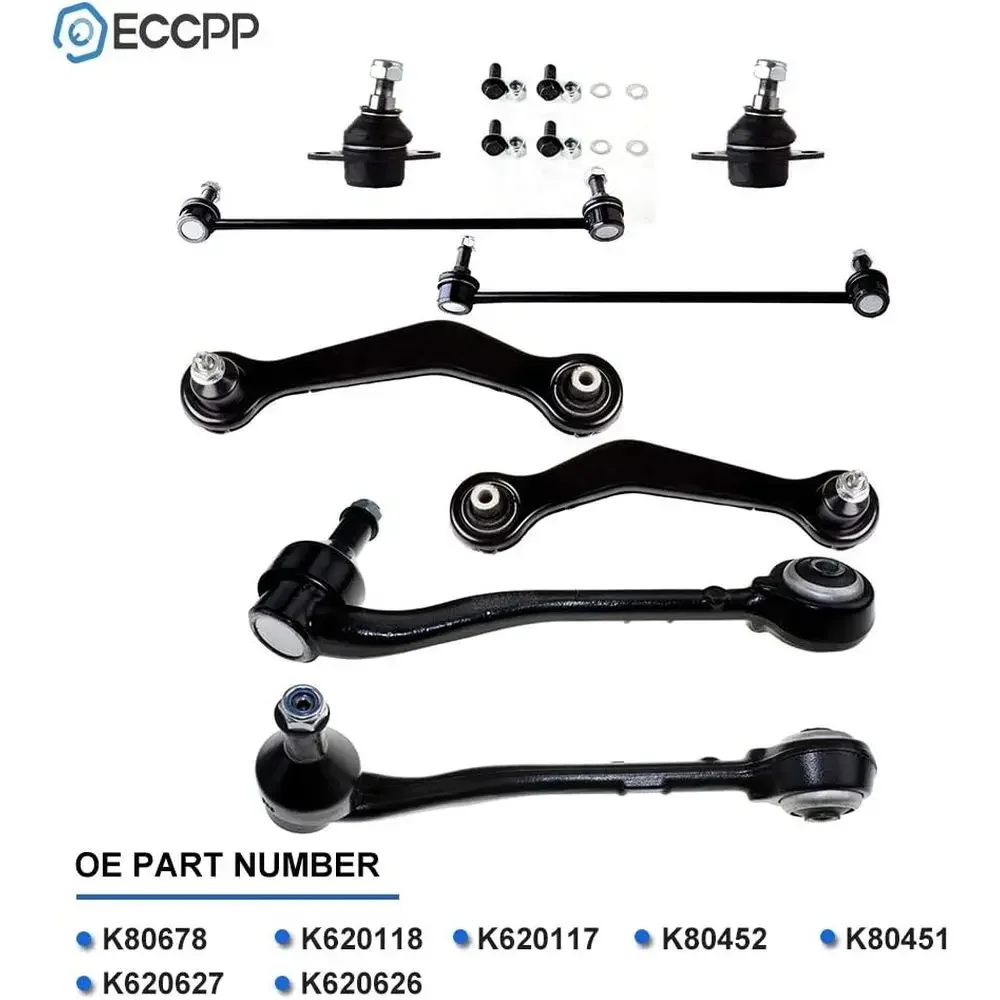 Control Arm Kit with Lower Ball Joints, Lower Control Arms, Rear Position Arms, and Front Sway Bar Links for X5 Models 00-06