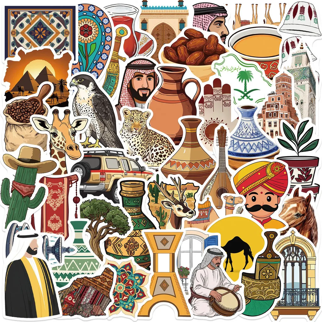 50-Pcs Cartoon Middle Eastern Art Graffiti Stickers - Vibrant DIY Decor for Guitars, Notebooks & Luggage Giajar Sticker Store