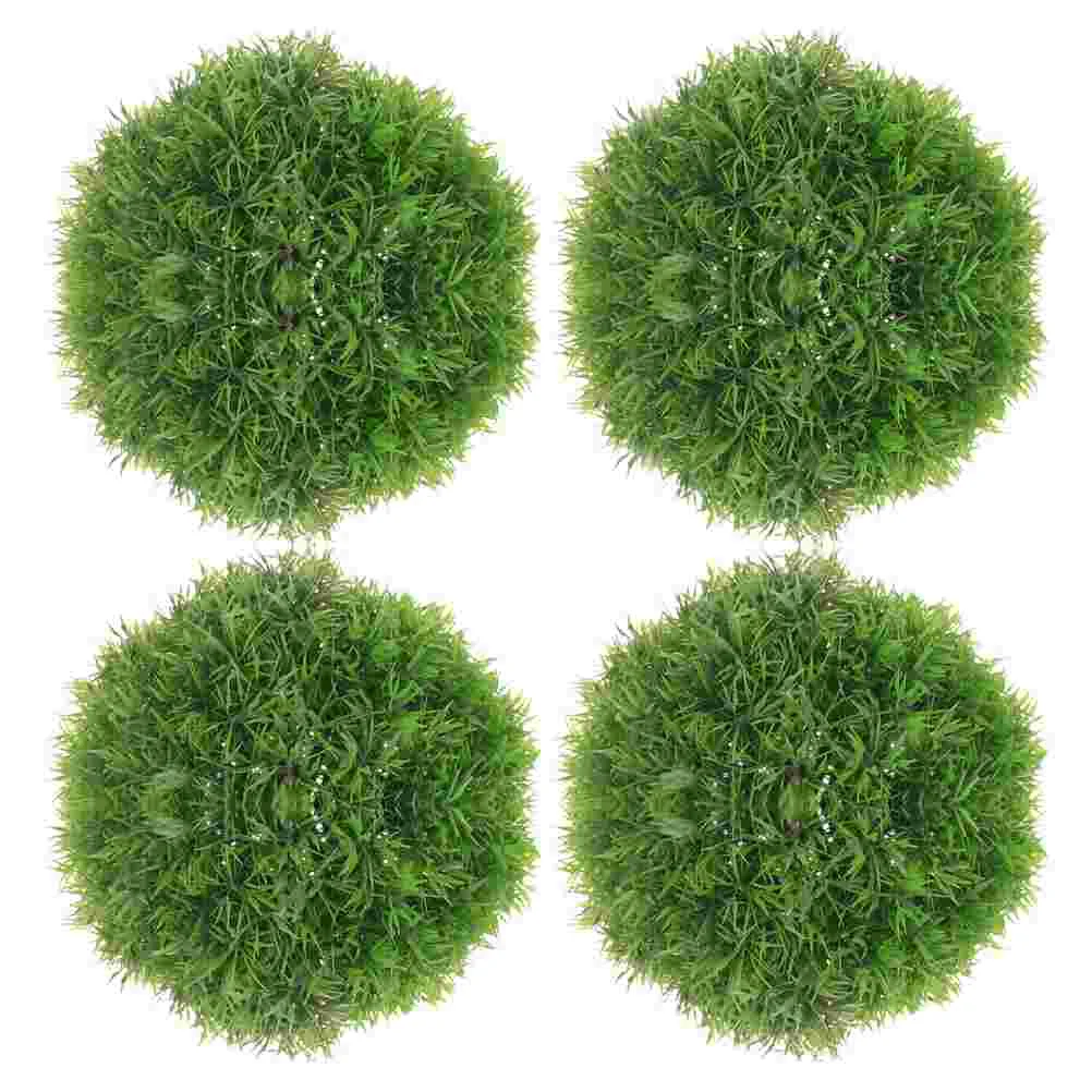 4 Pcs Simulated Grass Ball Decoration Artificial Plant Faux Topiary Sphere Holiday Round Head