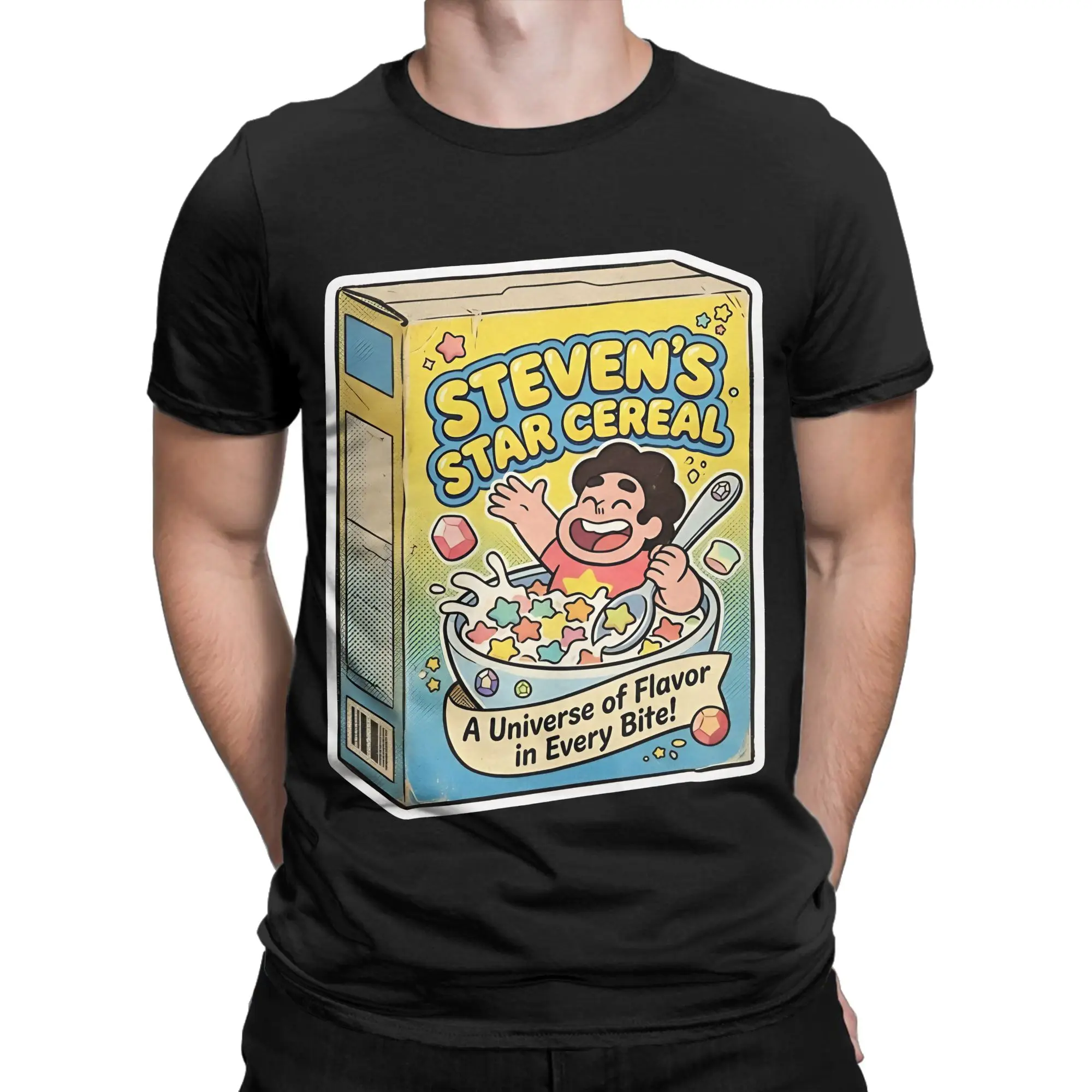 Stevens Cereal Box  Retro Kawaii Breakfast Oversized Shirt Graphic 100% Cotton T-Shirt Steven Universe Tees Tops For Men