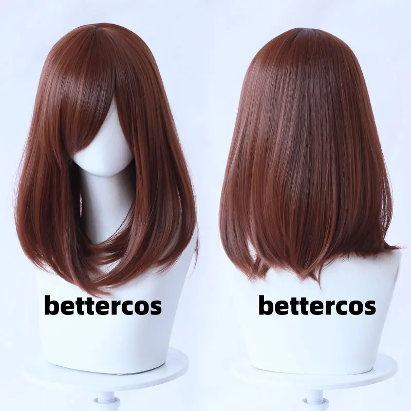 High Quality 40cm Medium Cosplay Wig With Bang Blond Pink Red white Gray Heat Resistant Synthetic Hair Wigs + Wig view 5