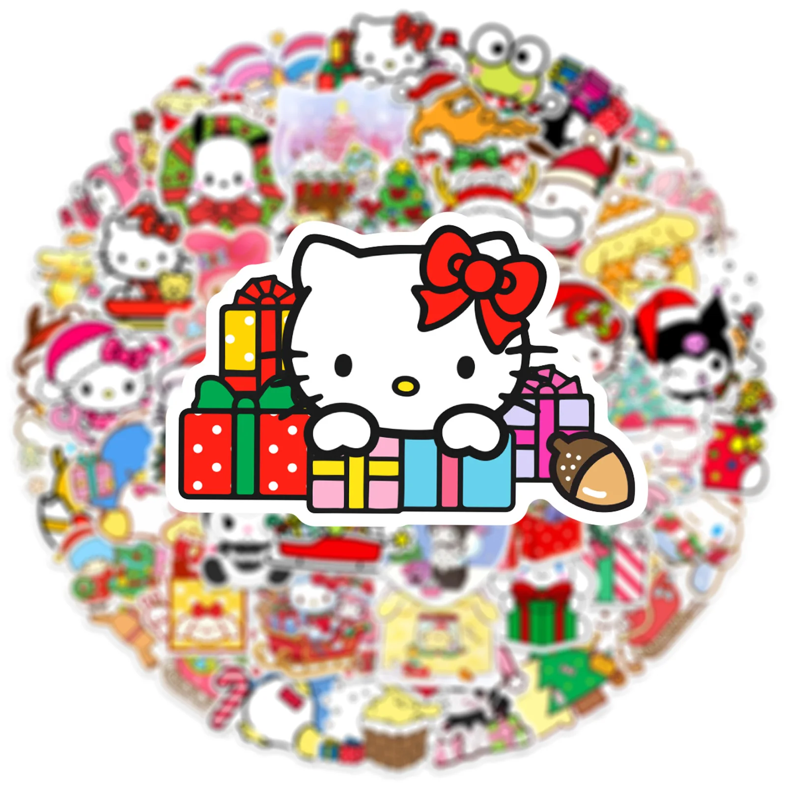 10/30/50PCS Christmas Cartoon Sanrio Kuromi Hello Kitty Sticker Kawaii Cute Graffiti Decorative Skateboard Waterproof Decal Toy