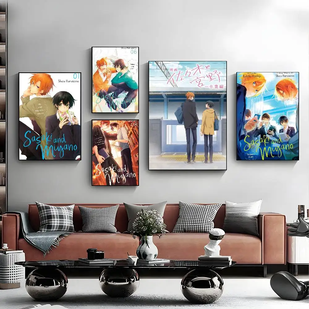 Anime s-sasaki e miyano cartaz hd arte parede pegajosa à prova dwaterproof água casa sala de estar quarto barra decoração estética
