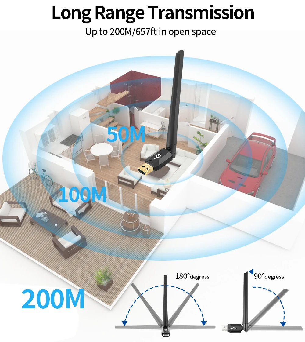 200 متر بلوتوث 6.0 محول USB بلوتوث دونغل سائق مجاني لنظام التشغيل Windows 11/10/8.1 لوحة مفاتيح وماوس استقبال الصوت الارسال