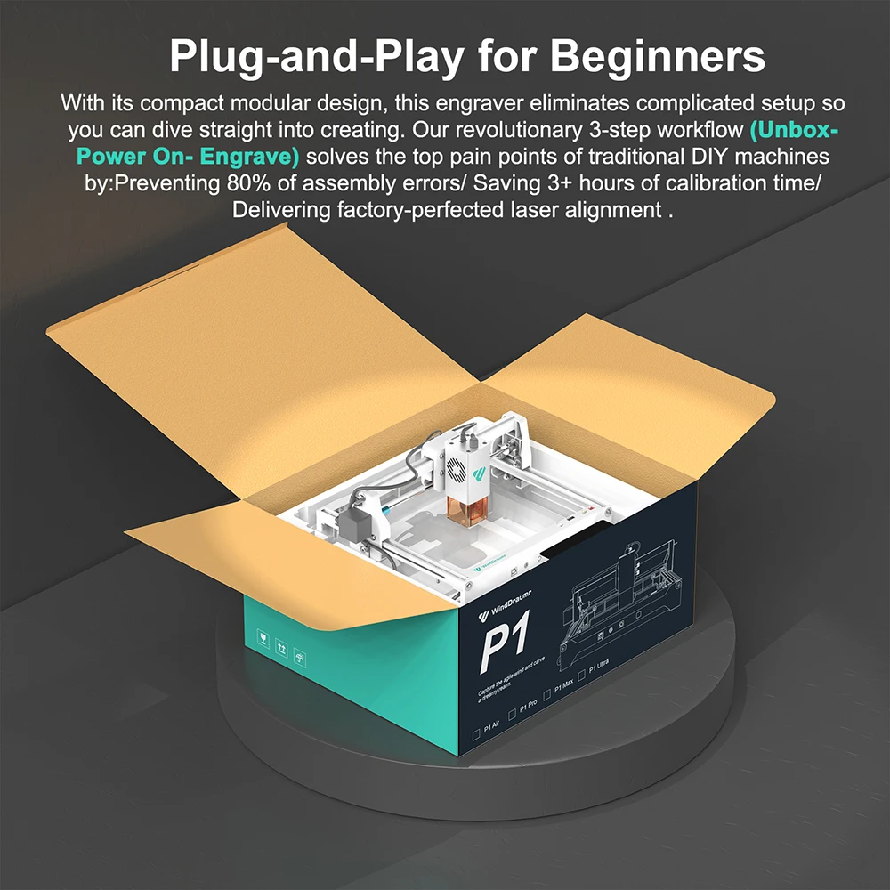 WindDraumr P1 Max Incisore Laser 10W Macchina per incisione laser portatile Utensile da taglio CNC per legno fai da te Metallo Acrilico Vetro Pelle