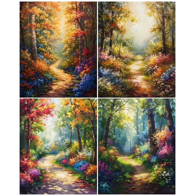 GATYZTORY Painting By Number For Adults Forest Landscape Kits Acrylic Paints Handpainted Painting Home Decor Drawing By Numbers