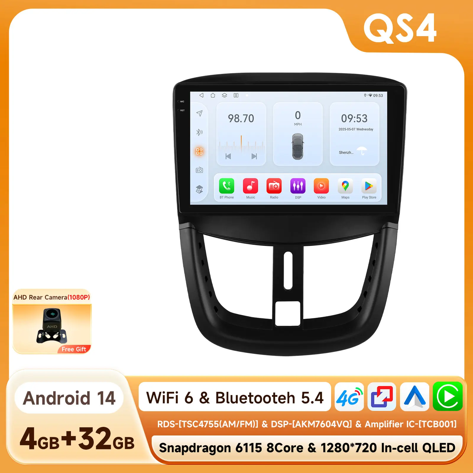OSSURET 6115 Android Autoradio Speler voor Peugeot 207 207CC SW 2006-2015 draadloze Carplay Auto 2DIN 8 core Auto Multimedia 360 cam