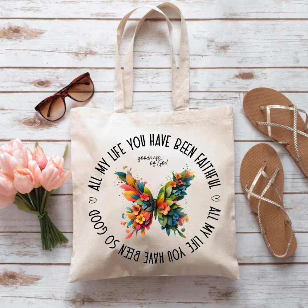 All My Life You Have Been Faithful Graphic Tote Bags Goodness of God Ladie's Lovely Shopping Canvas HandBags Love and Peace Bags