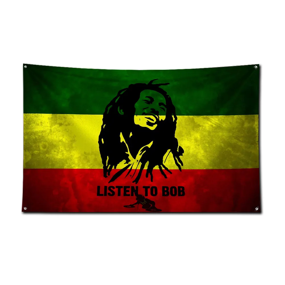 3x5 Ft Flag R-ReggaeS Bob M-MarleyS Polyester Digital Printing Banner for Garage Wall Out Door Decoration With Brass Grommets