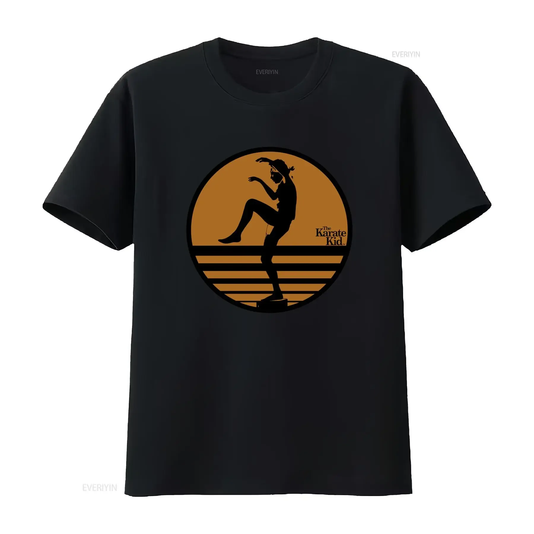 Karate Kid Adult New T Shirt Distressed Crane Kick Pose in Circle Print vintage Washed fashion streetwear Stylish
