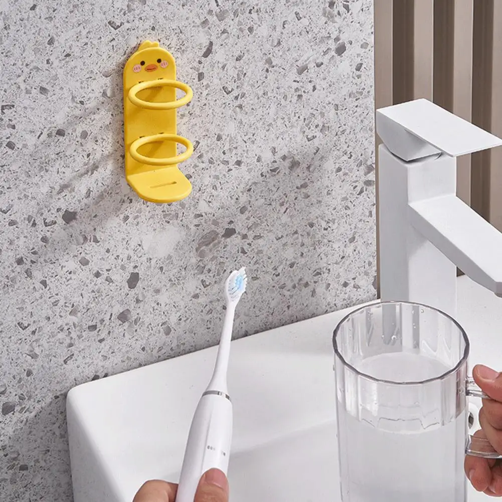 Punch-free Toothbrush Organizer Dusk Design Wall-mounted Electric Toothbrush Holder with Drainage Hole Cute for Electric