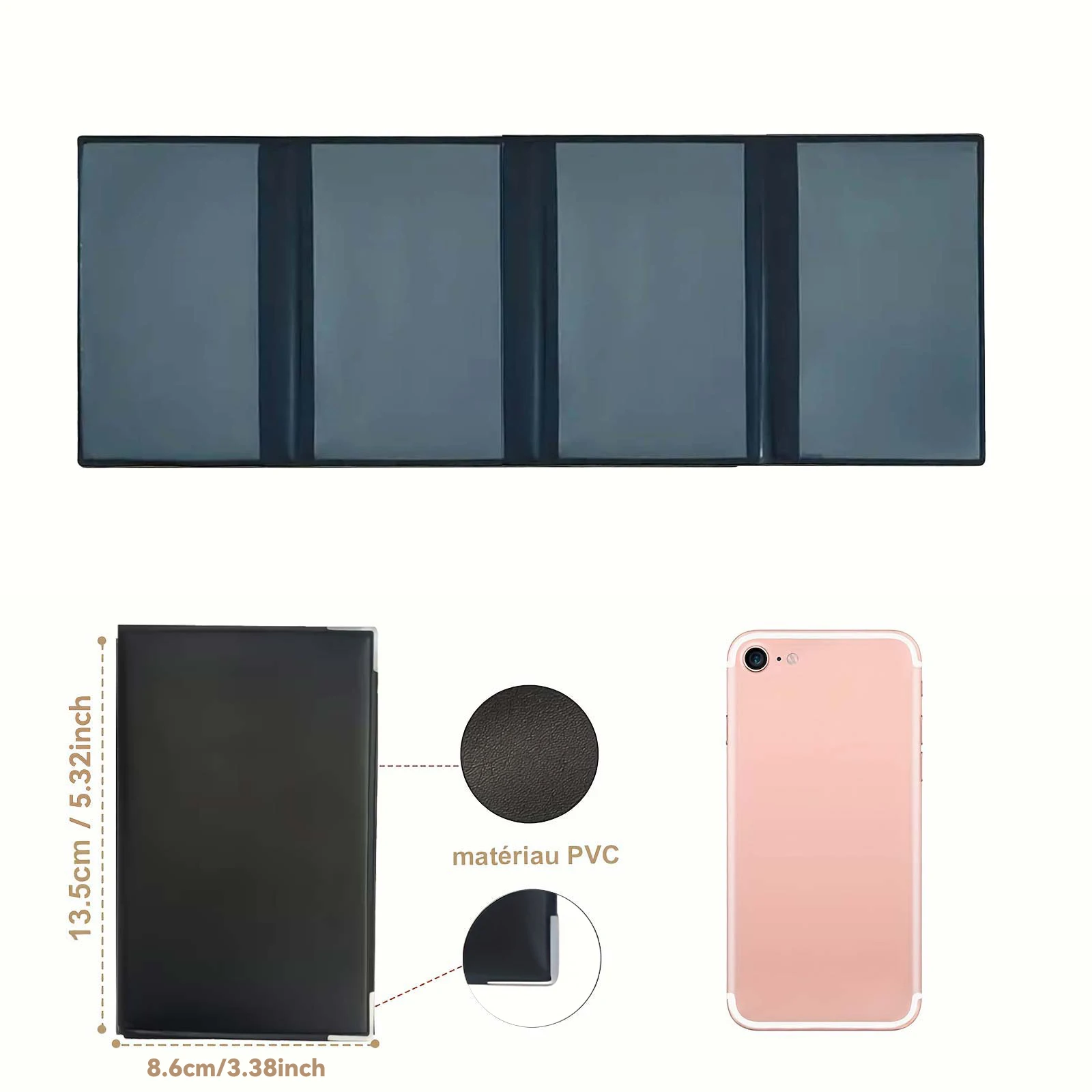 حزمة جيب البطاقة السوداء وغطاء حماية التسجيل - حقيبة بلاستيكية شفافة لوثائق السيارات والدراجات النارية