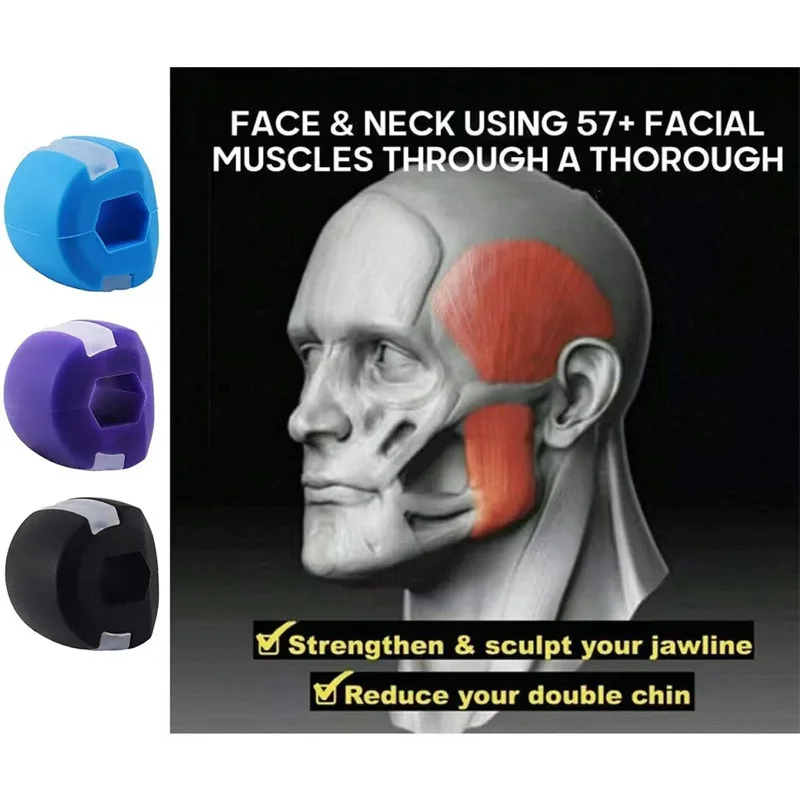 Jawline Exerciser Facial Jaw Muscle Toner Training Fitness Ball Anti-aging Food-grade Silica Face Chin Cheek Lifting Slimming