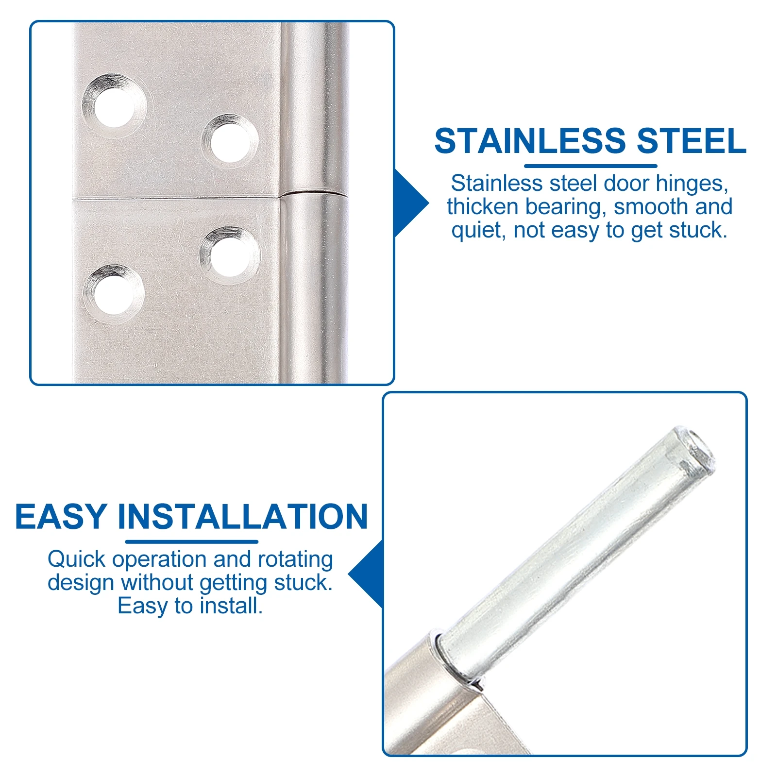 

4 Pcs Stainless Steel Hinges Cabinet Door Silver Flag Detachable Smooth Quiet Anti Rust Durable Furniture Hardware