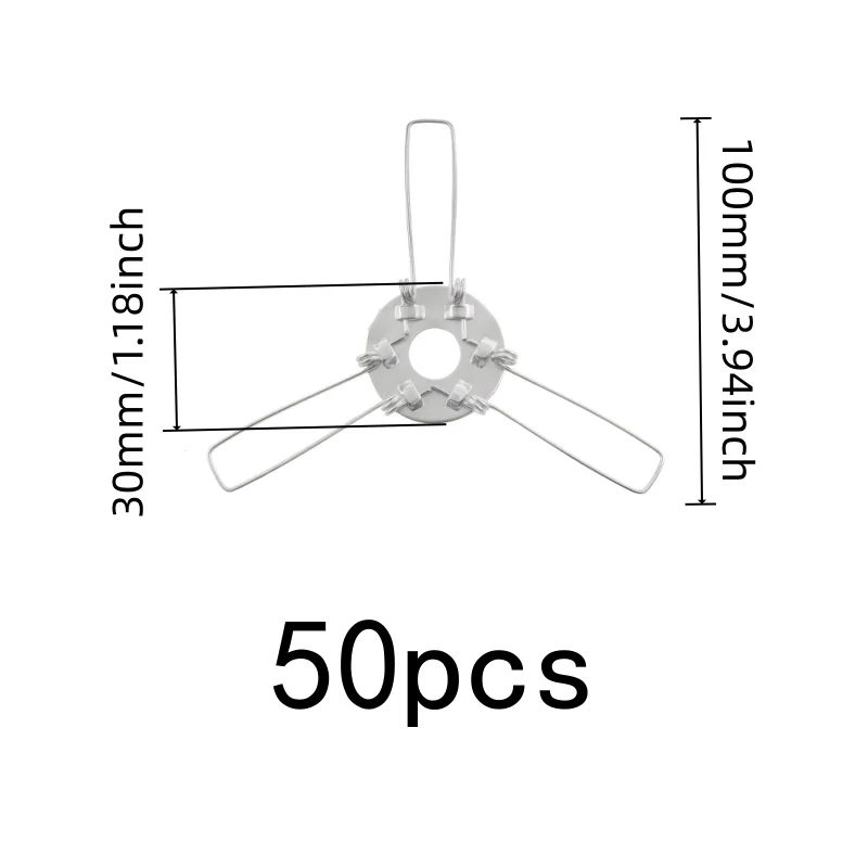 50 pcs 100mm Light Shade Clips for DIY Lighting Renovation, Strong Metal Spring, 3-Fork Stable Design