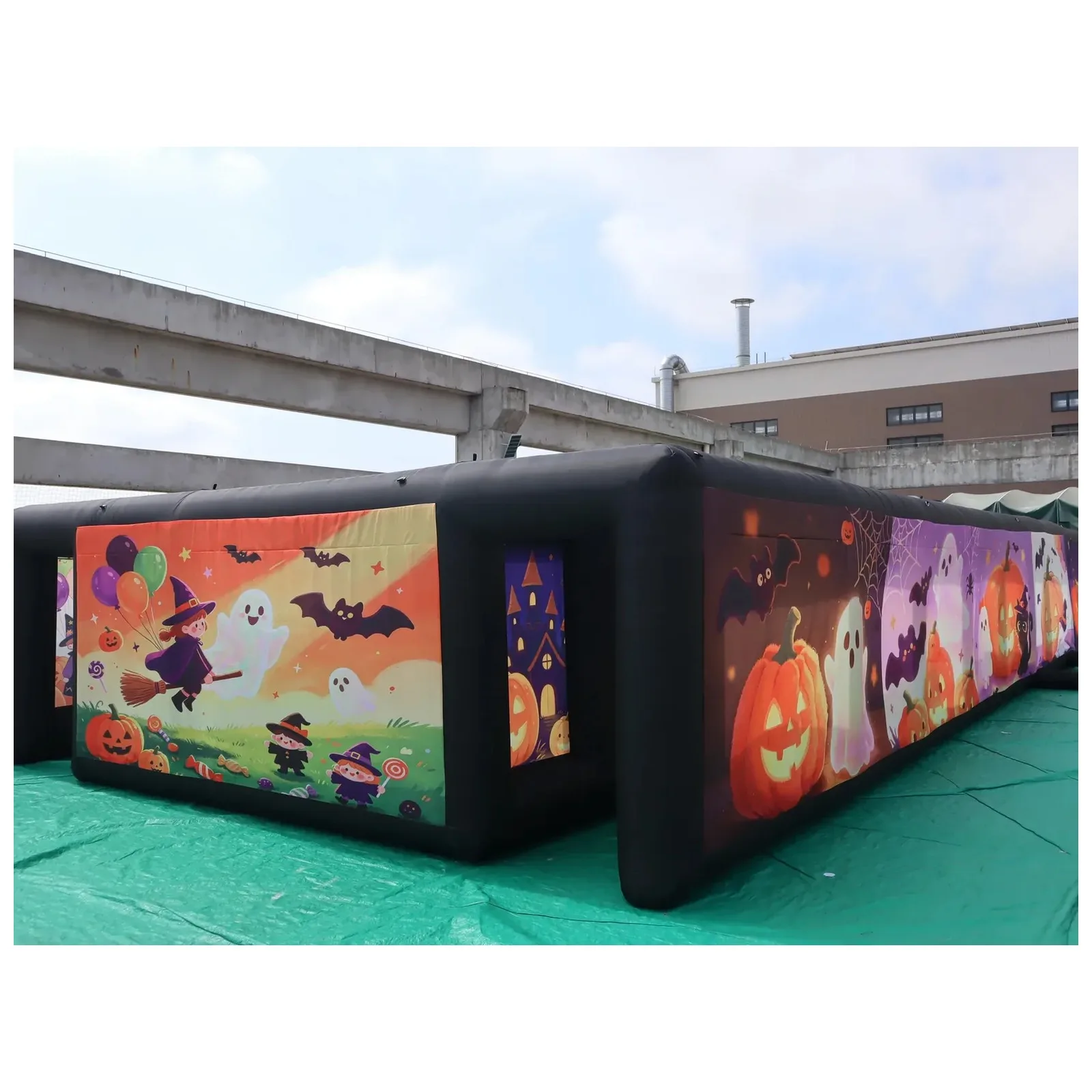 Large Halloween Long Open Inflatable Maze with Blower 6X20m 20X66ft Venue Rental Commercial Events Kids and Adults Fun Event