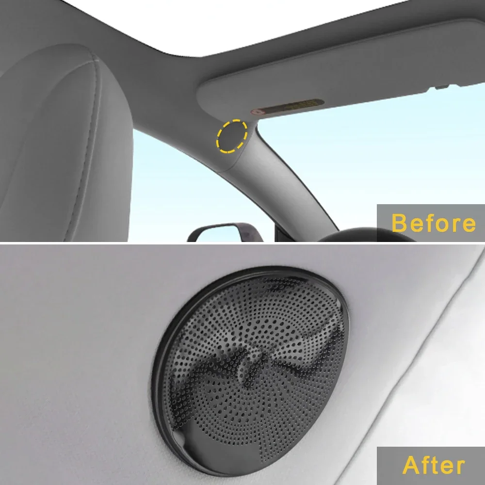 For Tesla Model 3 2017-2021 Stainless Car Door Panel Loudspeaker Pad Speaker Cover Trim Frame Sticker Moulding Accessories