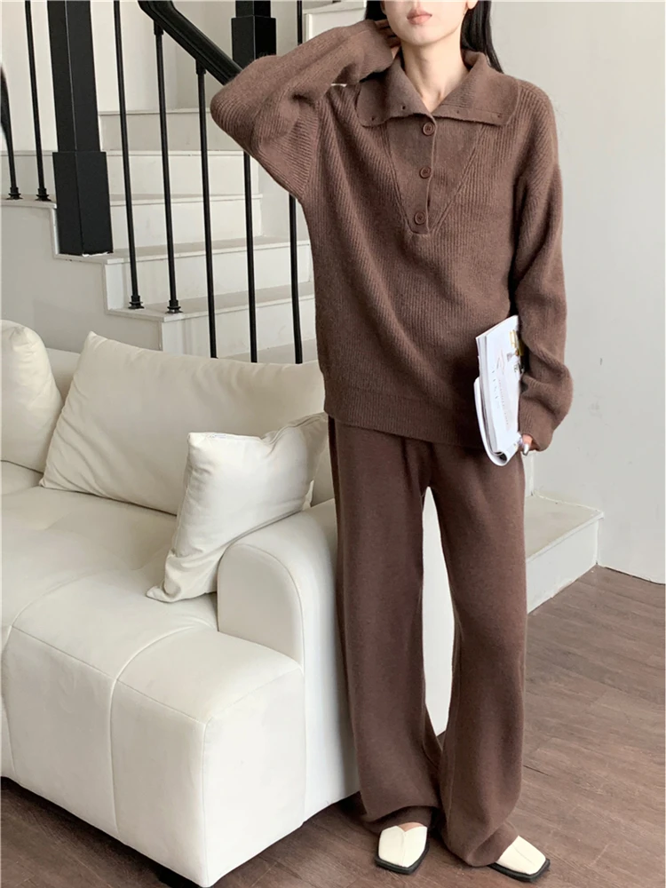 Colorfaith WS6783JX 2024 New Vintage 2 Pieces Sets Pullover With Pants Knitted Women Autumn Winter Korean Fashion Elegant Suits