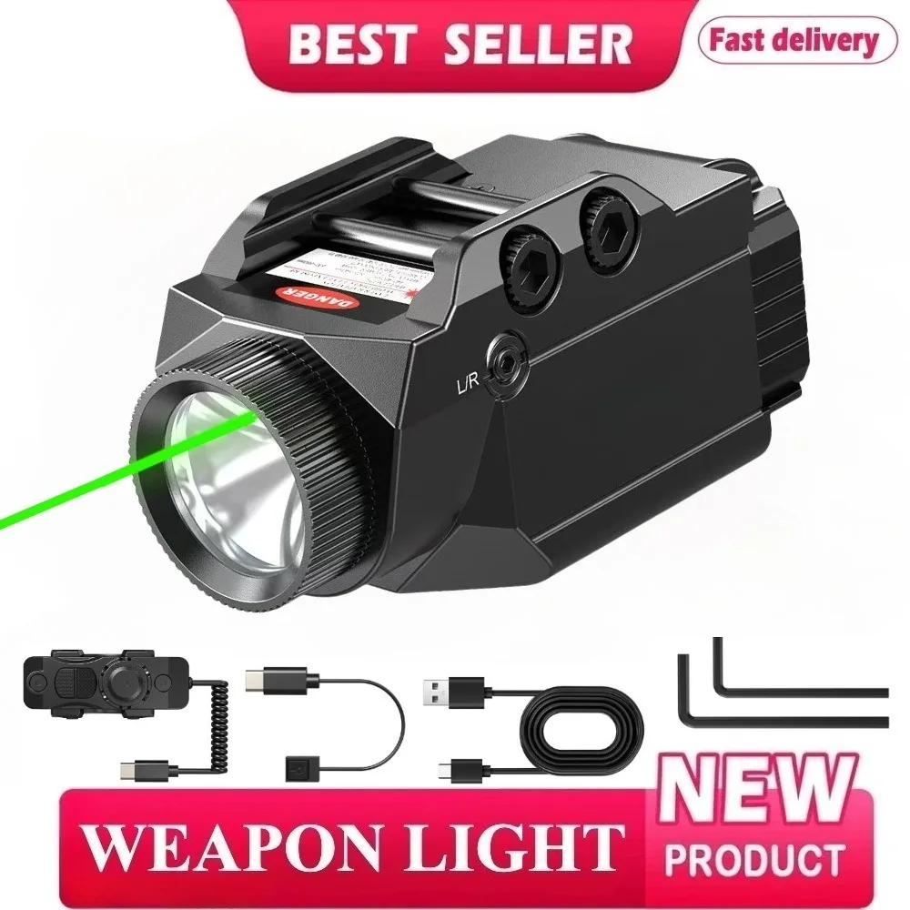 

Профессиональный светодиодный фонарик на 600 люмен, уличный охотничий прицел, пистолет со стробоскопом, комбинированный зеленый лазер, 20 мм, на рейке