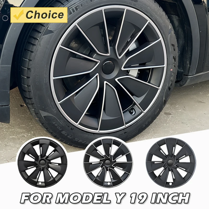 

4PCS Hub Cap For Tesla Model Y 19 Inch Automobile Hubcap Full Cover Performance Replacement Wheel Cap Car Accessories 2018-2024