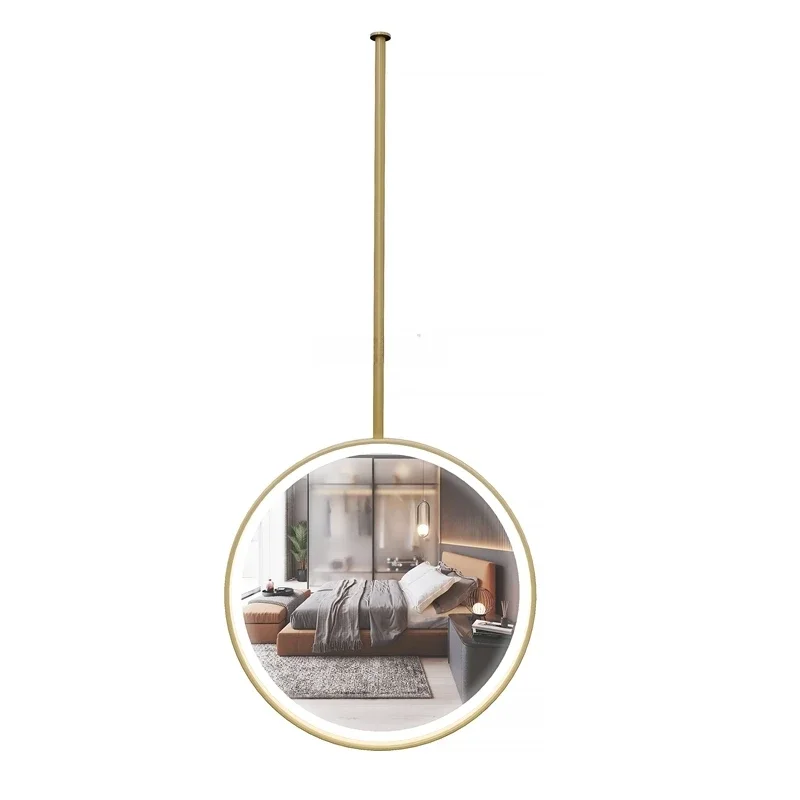 Round Mirror Hanging Led Luminous Makeup Nordic Modern Mirror Bathroom Hairdressing