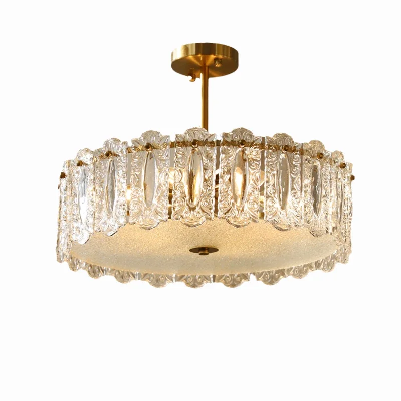 American retro handmade auspicious cloud glass ceiling lamp, French bedroom dining room living room smart lamp