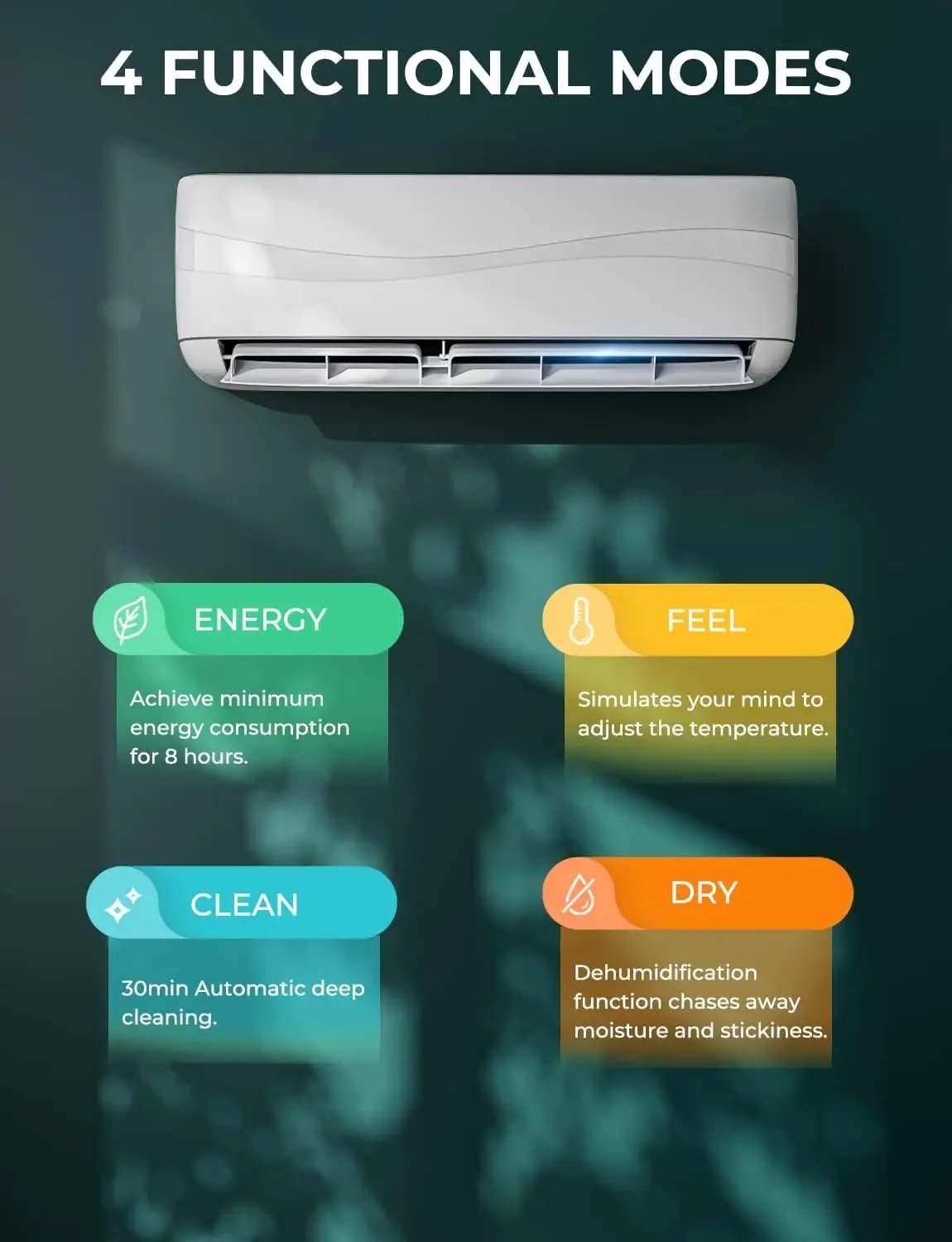 Wall Mounted Mini Split Air Conditioner 9000Btu 12000 Btu 24000Btu Household Inverter Air Conditioning Ductless AC Unit