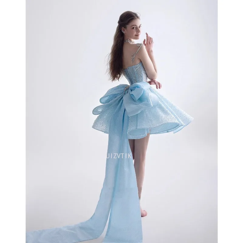 Vestido Fiesta Lujo Azul Lentejuelas - usage example