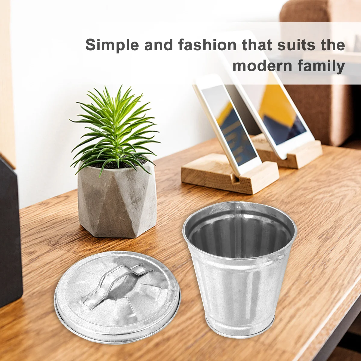 

2pcs Garbage Recycling Container Waste Storage Bin Trash Can For Kitchen Office Room Design Flower Pot