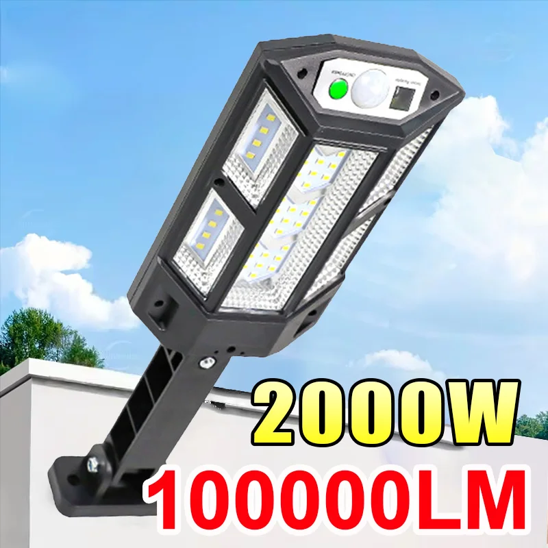 

2000W Solar Outdoor LED Lamp 100000LM Solar Sensor Wall Light Solar Powered Waterproof Street Yard Lights With Remote Control