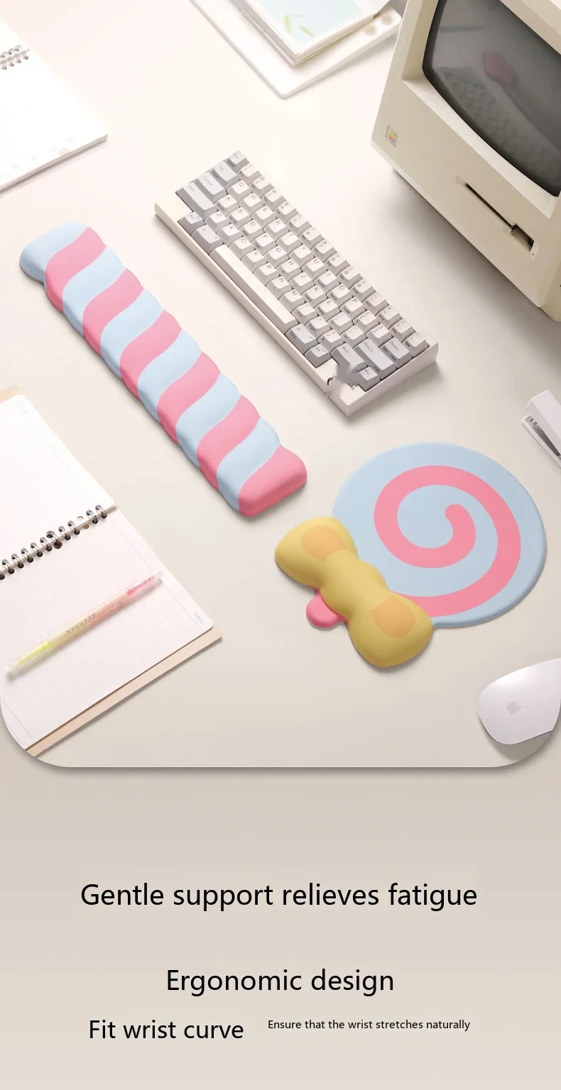 Lollipop Silikon-Handgelenkauflage Mauspad Ergonomische Schreibtischunterlage für Büro und Gaming 3 Farboptionen mit Tastaturunterstützung – Detail 1