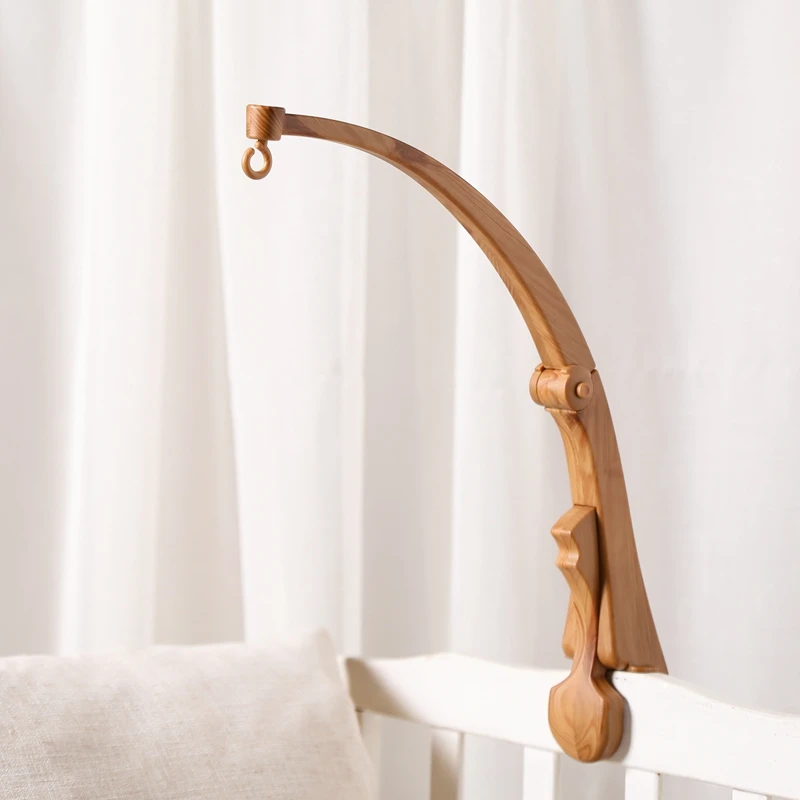 

Baby Bed Bell Bracket 0-12 Months Newborn Crib Holder Can Foldable Mobile Imitation Wooden Bell Bracket Rattle Toy Infant Gifts