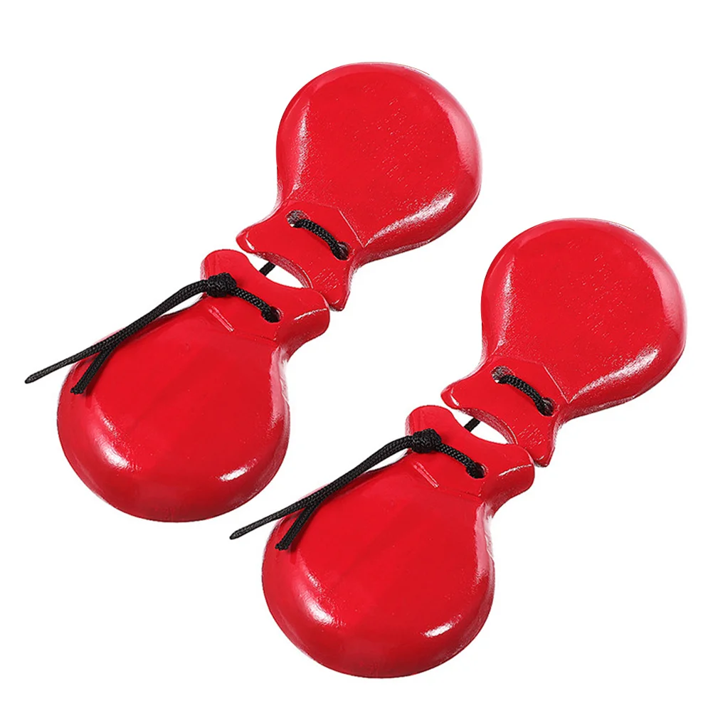 

1Pair Wood Castanets Spanish Dance Performance Small Hand Percussion Musical Instrument Finger Castanets for Kids Music