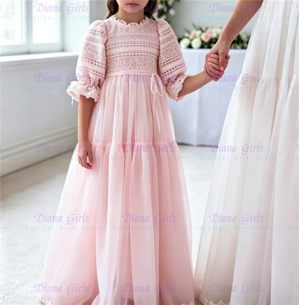 Toddler Girl Tulle Party Dress - فستان أنيق للفتيات الصغيرات باللون الوردي