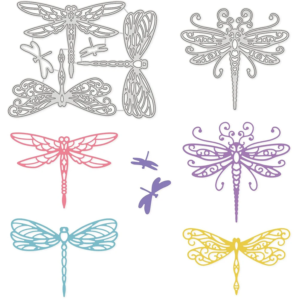 6pcs Dragonfly Cutting Dies Animal Template Molds for DIY Scrapbooking Greeting Cards Making Photo Album Envelope Decoration