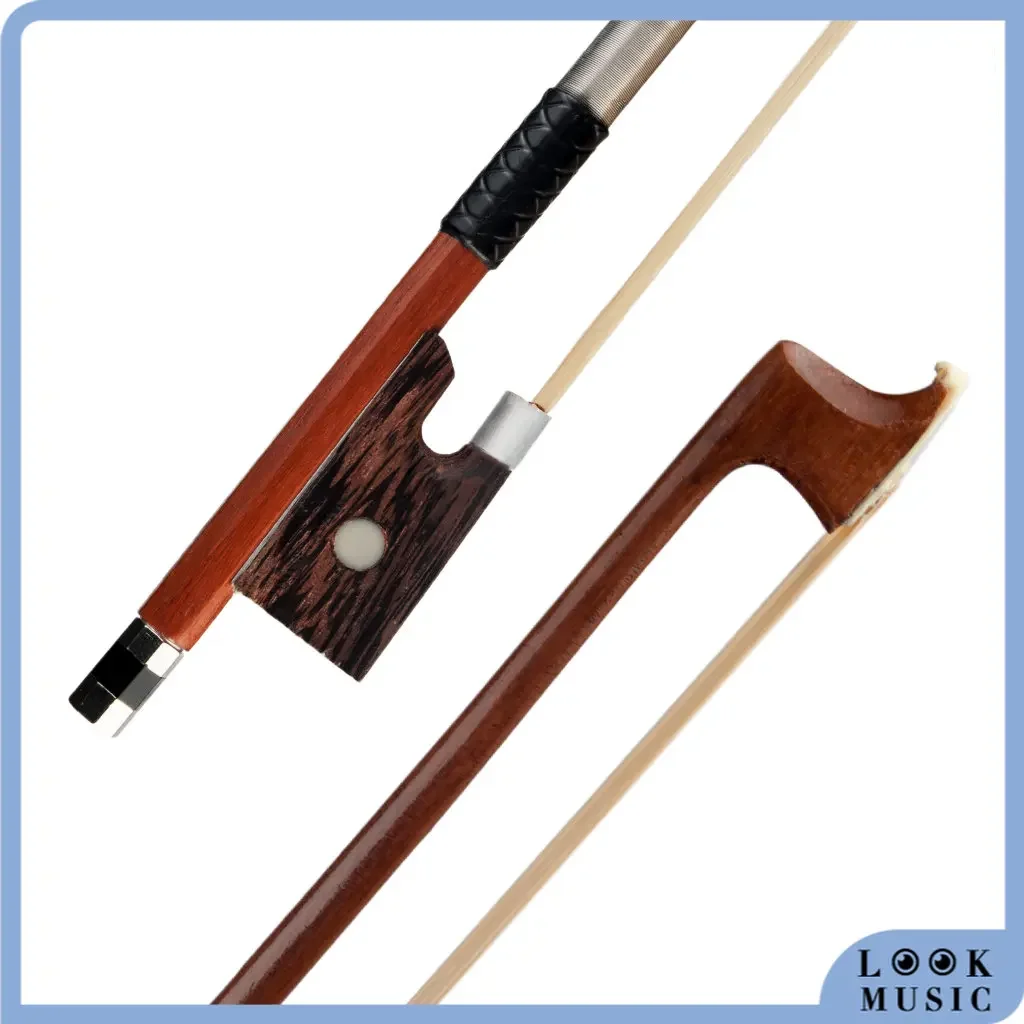 LOOK Standard 4/4 Brazilwood Violin Bow Brazil Wood Round Stick Wenge Frog Iron Wire Winding Student Bow Beginner Use