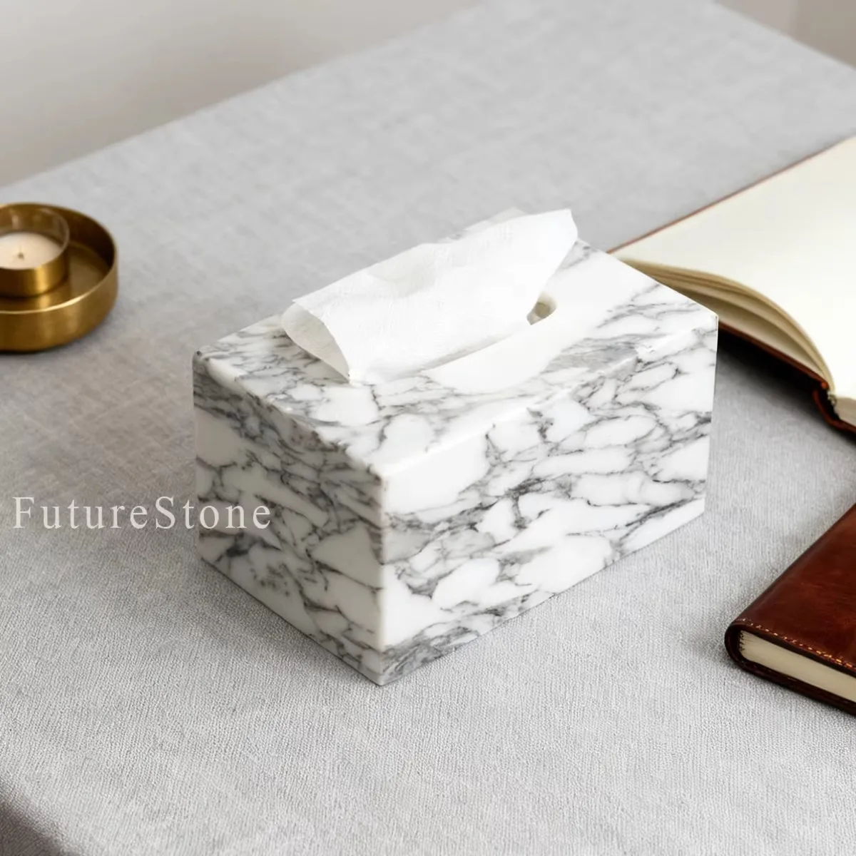 Light luxury Creativity Design Natural Marble Tissue Box Hotel Living Room High Appearance level Decoration Storage Tissue Box