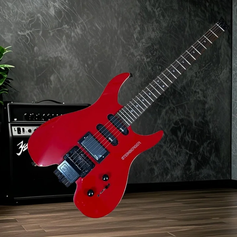 Electric Guitar Free Delivery High Quality 6 Strings Satin Finished Floyed Rose Bridge Red Headless 22 Tone Handcrafted