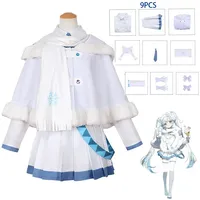 New 2025 Snow Mikuu Cosplay Costume Wig Sweet Shawl Dress Halloween Party Christmas Outfits for Women Girls Full Set
