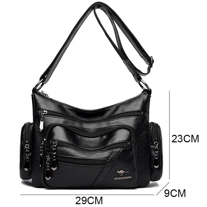 Imagem -02 - Bolsas e Bolsas de Couro Genuíno para Mulheres Múltiplos Bolsos Bolsa de Ombro Crossbody Bolsas de Marca Feminina Sac a Main 2024