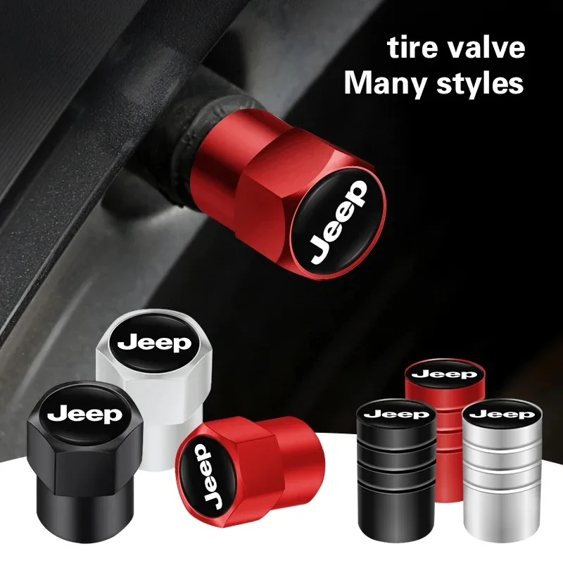 

4Pcs Metal Tire Valve Caps for Jeep Wrangler JK JL Gladiator Renegade - Premium Alloy Wheel Stem Covers & Auto Accessories