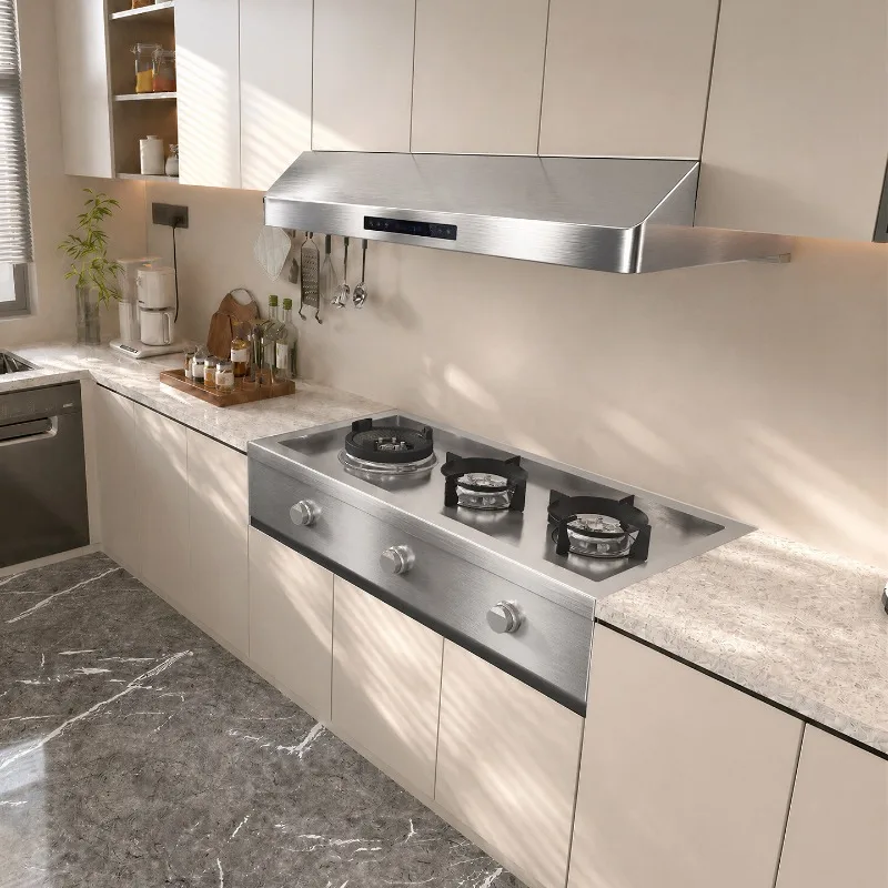 ZJ  Household family banquet villa private kitchen fire stove 304 stainless steel cabinet new fire gas stove cabinet integrated