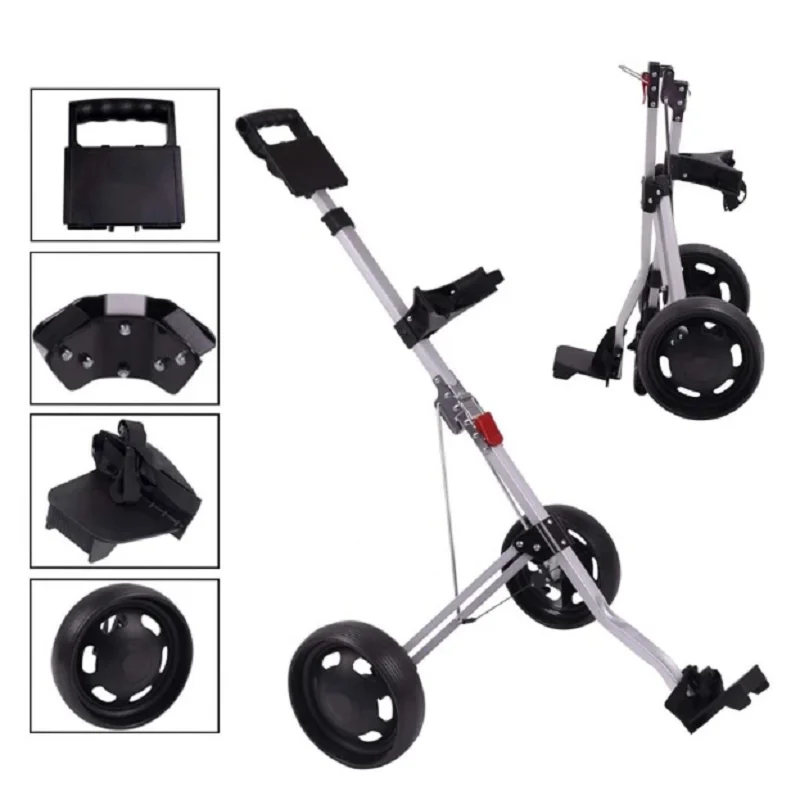 How True 2 Wheel Foldable Golf Push Cart Collapsible Golf Trolley Push Pull Golf Cart