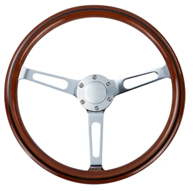 

Wood Grain Chrome Aluminum Marine Steering Wheel 3 Spokes